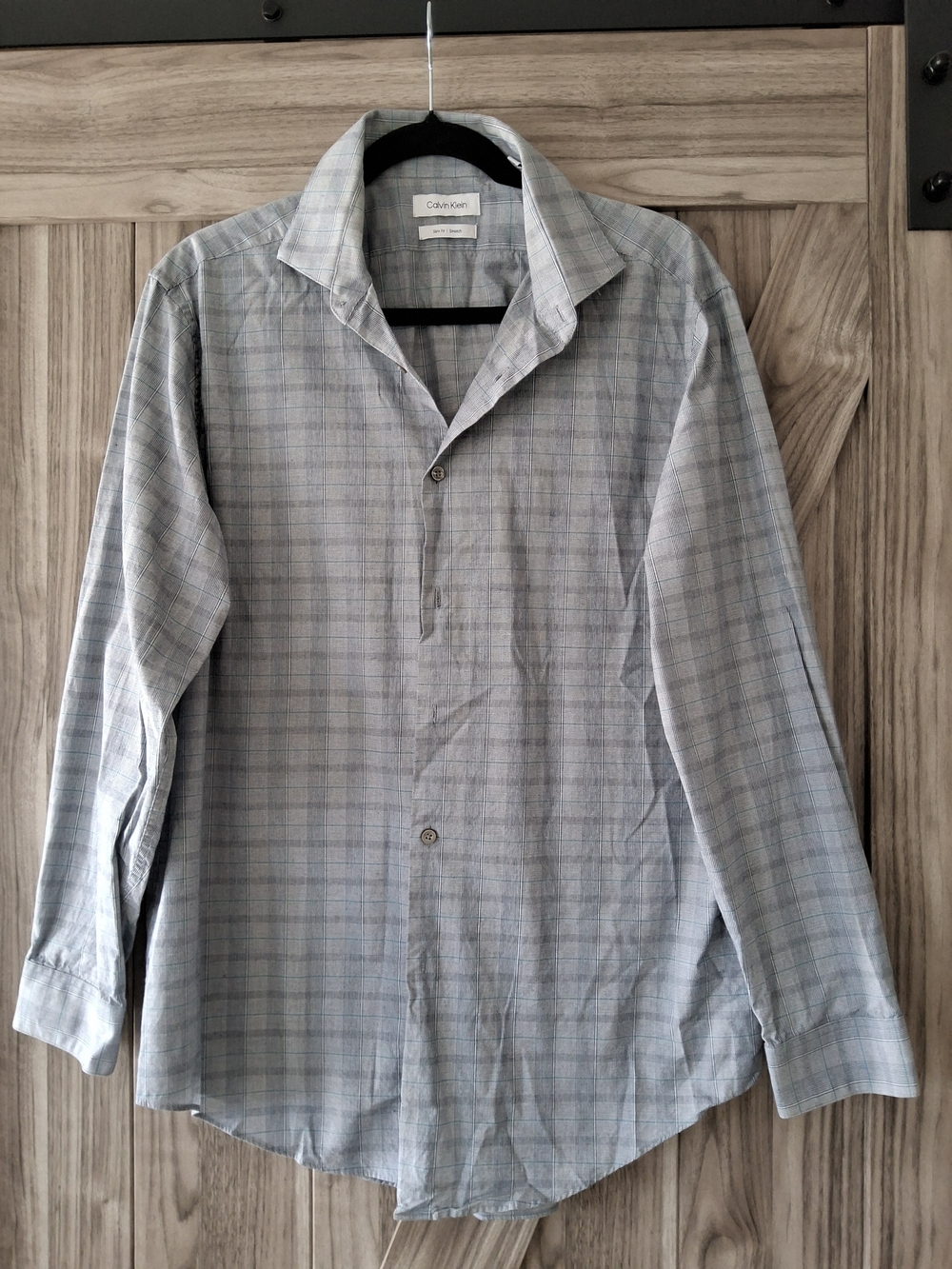Calvin Klein Light Blue & Gray Plaid Men's Dress Shirt